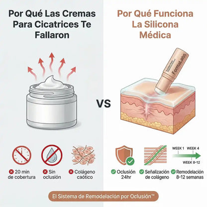 Stick Reparador de Cicatrices de Acné: Con silicona médica al 64% que aplana, suaviza y aclara las marcas que dejó el acné en tu piel.